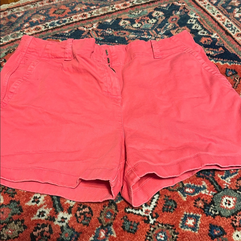 Vibrant red/coral herringbone pattern shorts